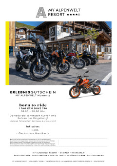 Gutschein für 1 Tag KTM Duke 790 Verleih im My Alpenwelt Resort